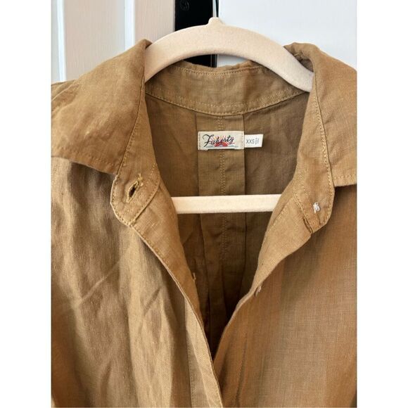 NWOT Faherty | Linen Laguna Sleeveless Midi Shirt Dress in Dull Gold, XXS $178 - Picture 5 of 10